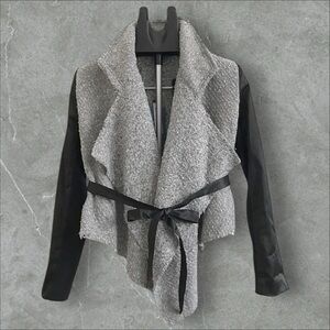 🖤 Simply Vera Vera Wang Urban Edge Bouclé Wrap Jacket | Satin Sleeves | Size XS